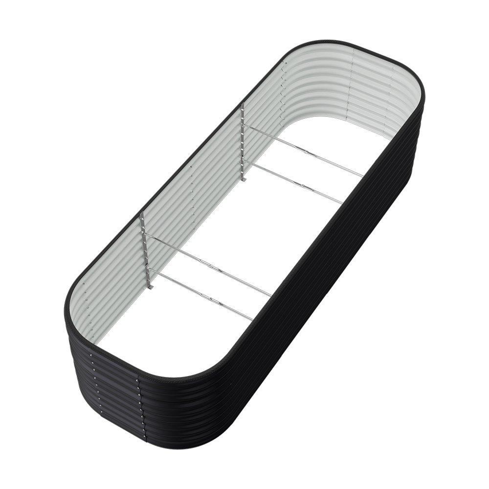 Black - Breeins - 240cm Oval-Shaped Steel Raised Garden Bed Black - 5