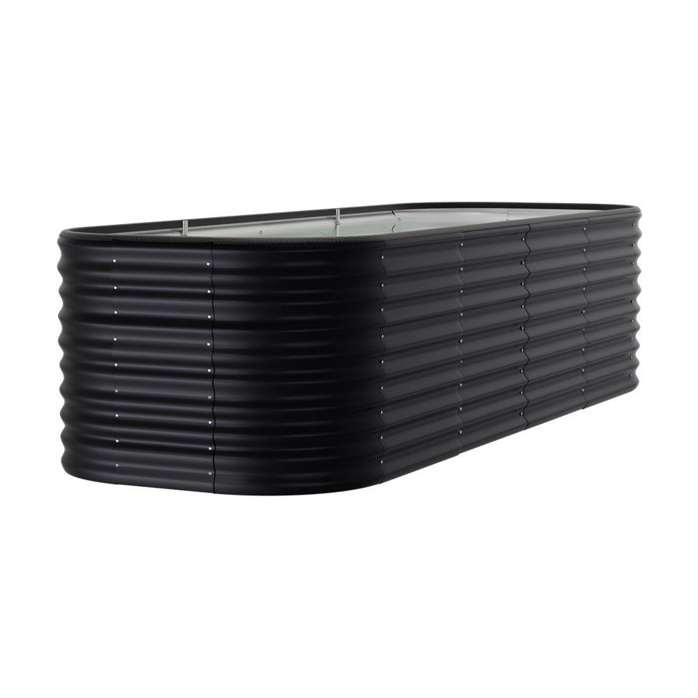 Black - Breeins - 240cm Oval-Shaped Steel Raised Garden Bed Black - 6