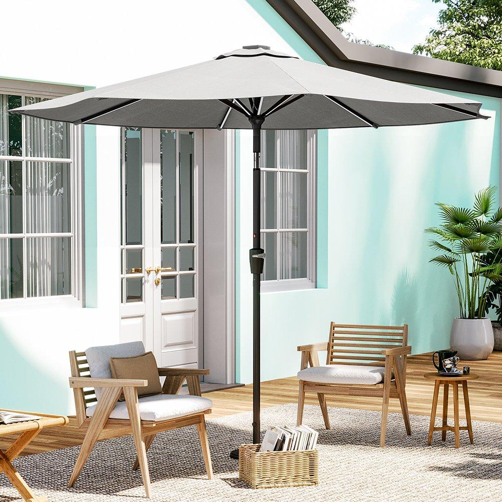 Grey - Breeins - Large Solar LED Parasol Light Grey - 2
