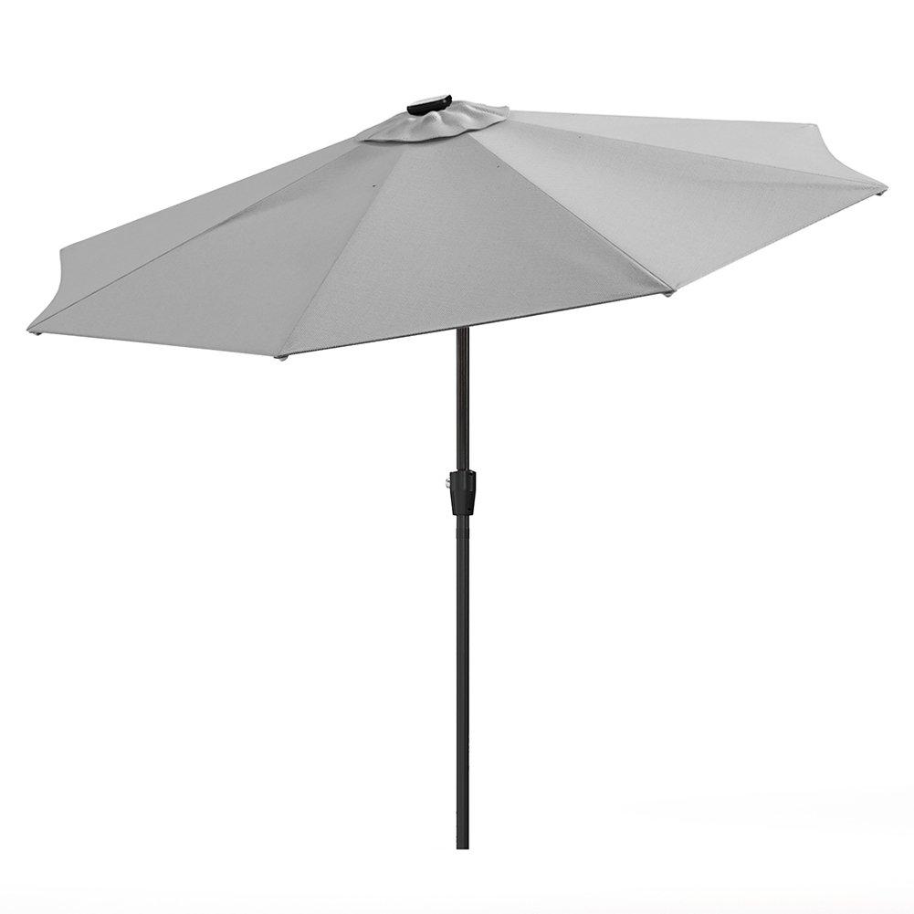 Grey - Breeins - Large Solar LED Parasol Light Grey - 3