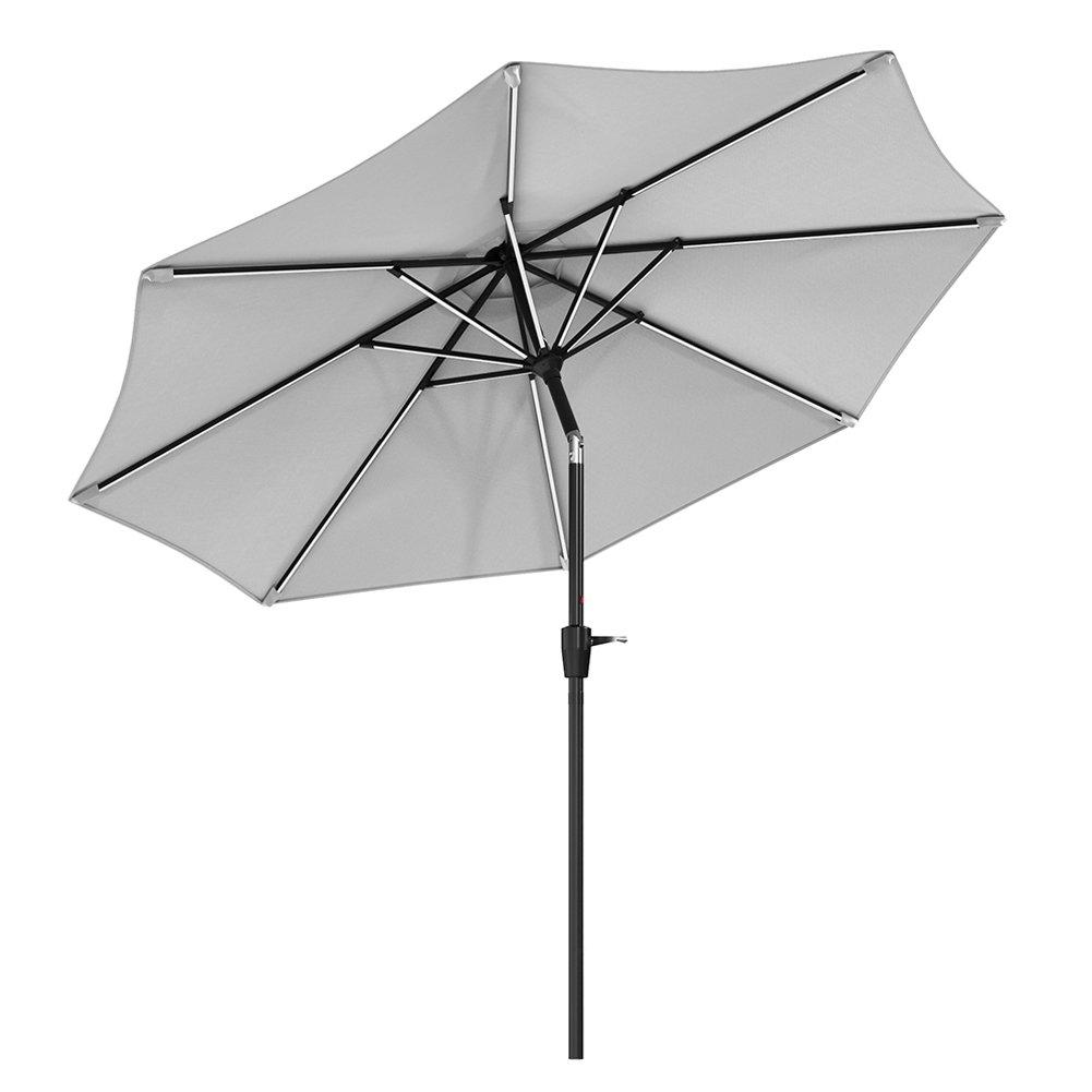 Grey - Breeins - Large Solar LED Parasol Light Grey - 4