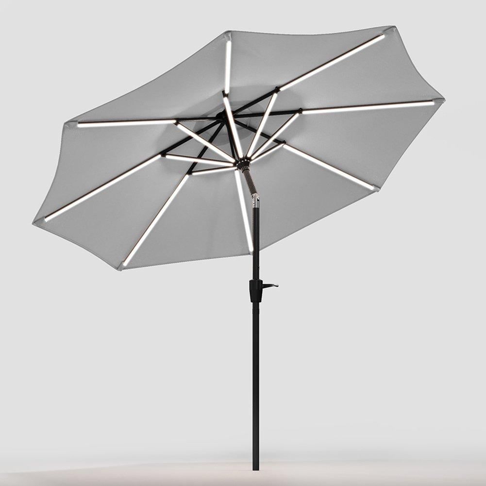 Grey - Breeins - Large Solar LED Parasol Light Grey - 5