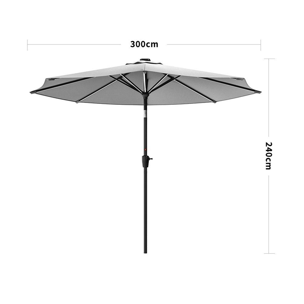 Grey - Breeins - Large Solar LED Parasol Light Grey - 7