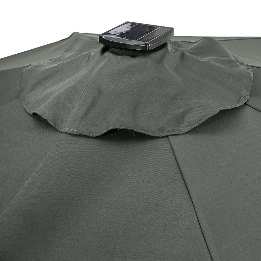 Grey - Breeins - 3m Round Cantilever Parasol with Solar LED Lights - 11