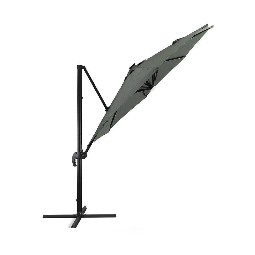 Grey - Breeins - 3m Round Cantilever Parasol with Solar LED Lights - 7