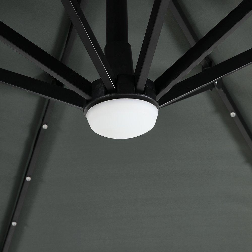 Grey - Breeins - 3m Round Cantilever Parasol with Solar LED Lights - 10