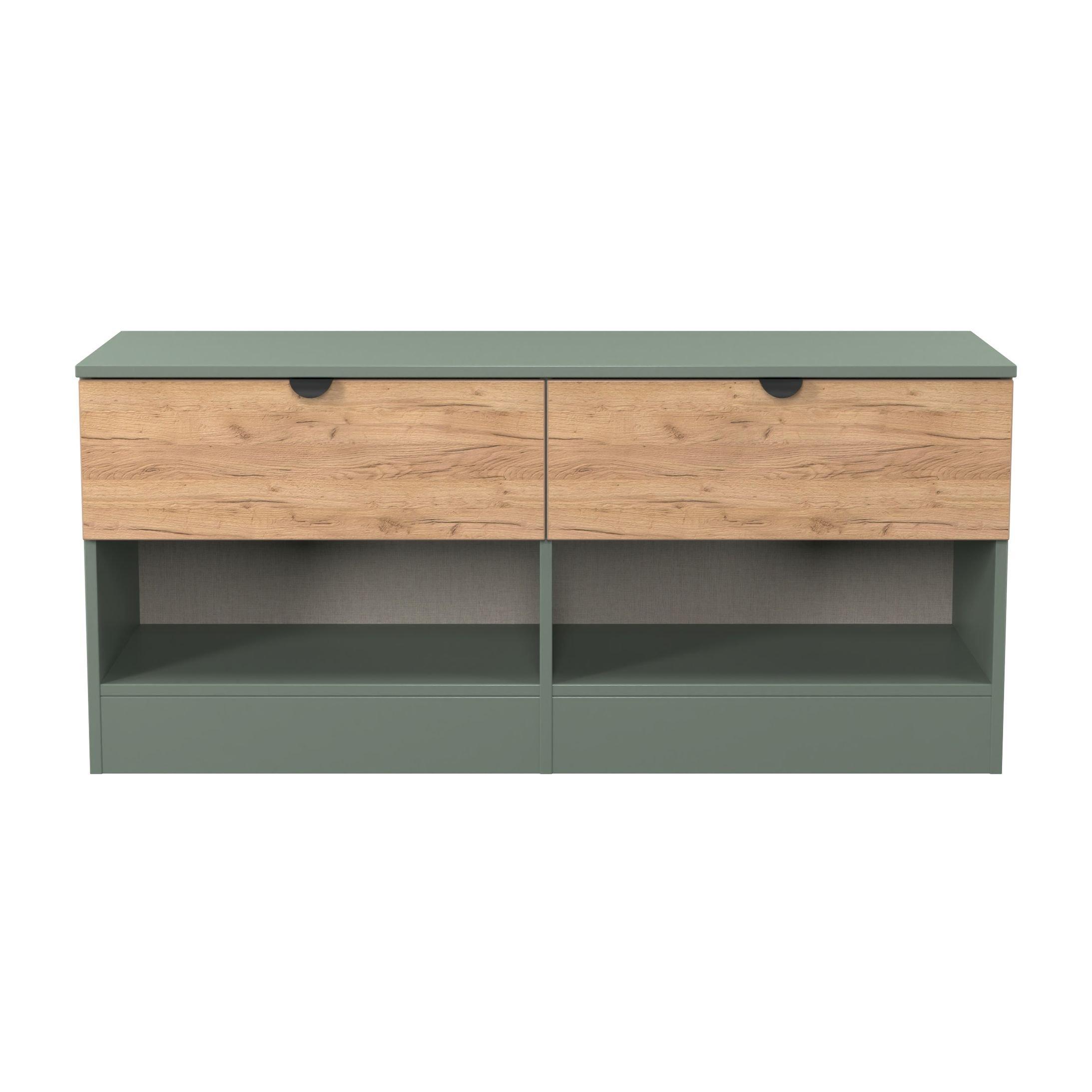 Welcome Furniture  Solomon 2 Drawer Openshelf Bed Box - Craft Oak & Ree - Medium