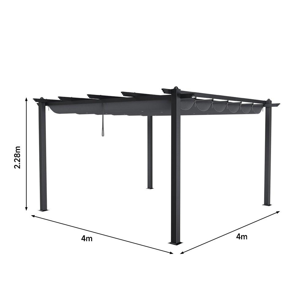 Grey - Breeins - Aluminum Patio Pergola with Canopy Grey - 3
