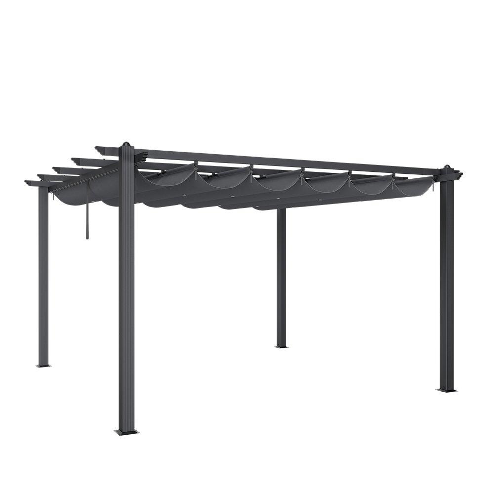 Grey - Breeins - Aluminum Patio Pergola with Canopy Grey - 4