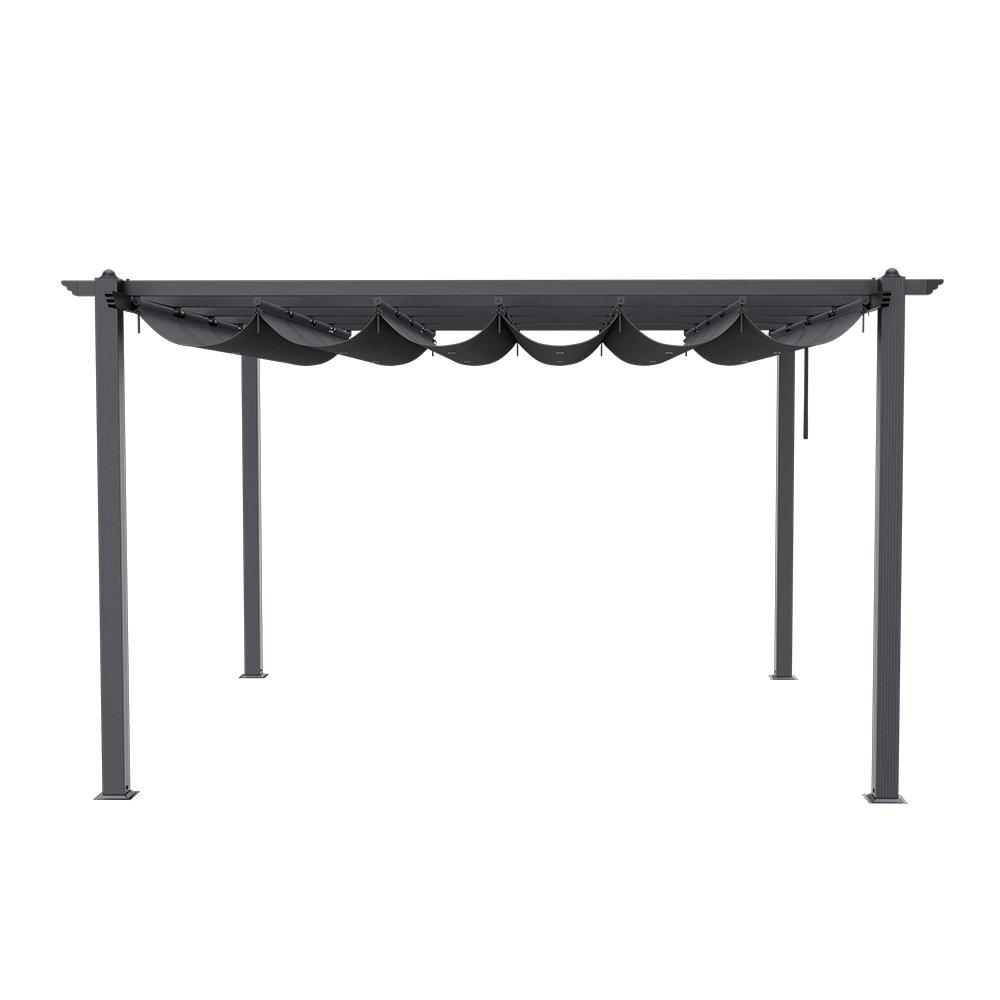 Grey - Breeins - Aluminum Patio Pergola with Canopy Grey - 5