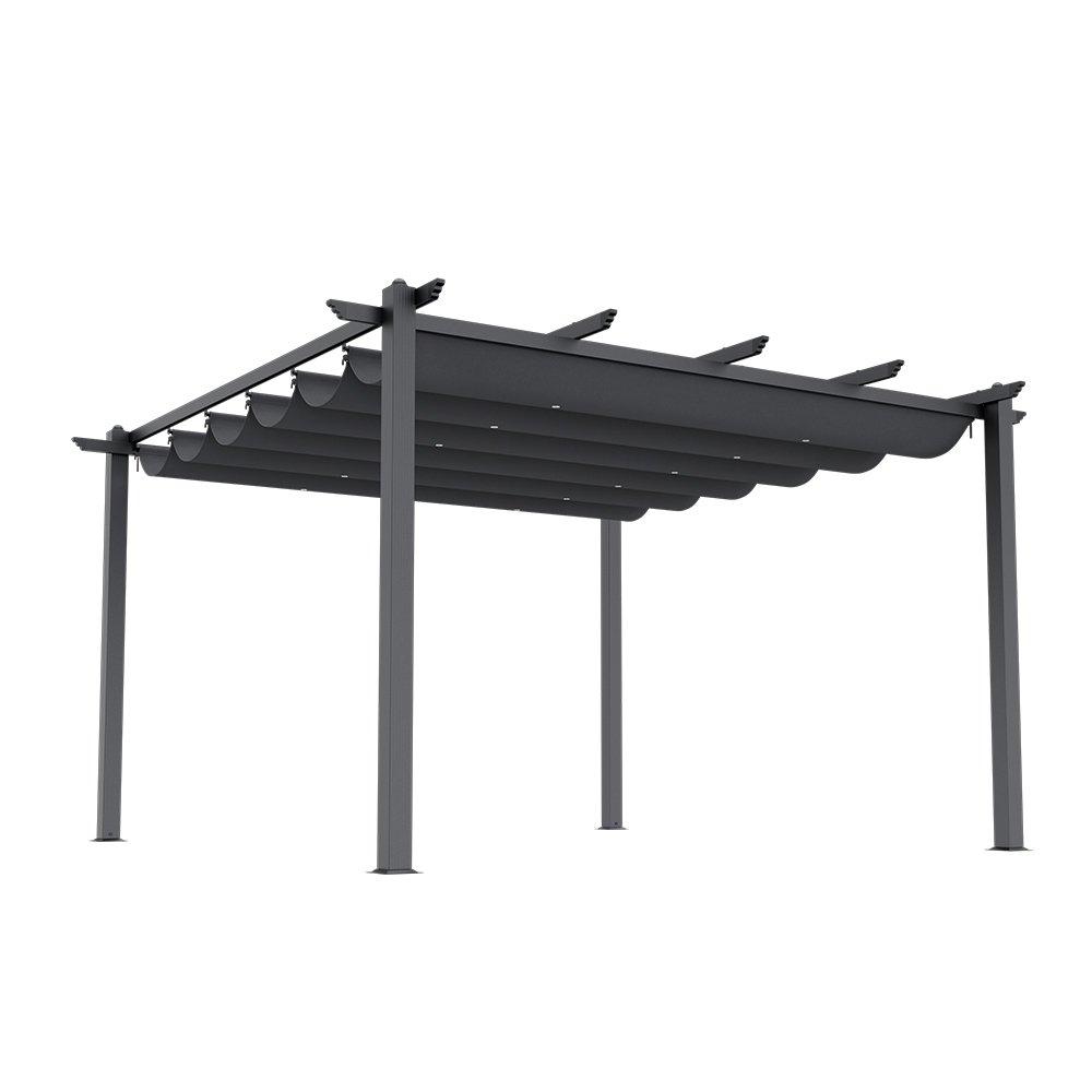 Grey - Breeins - Aluminum Patio Pergola with Canopy Grey - 6