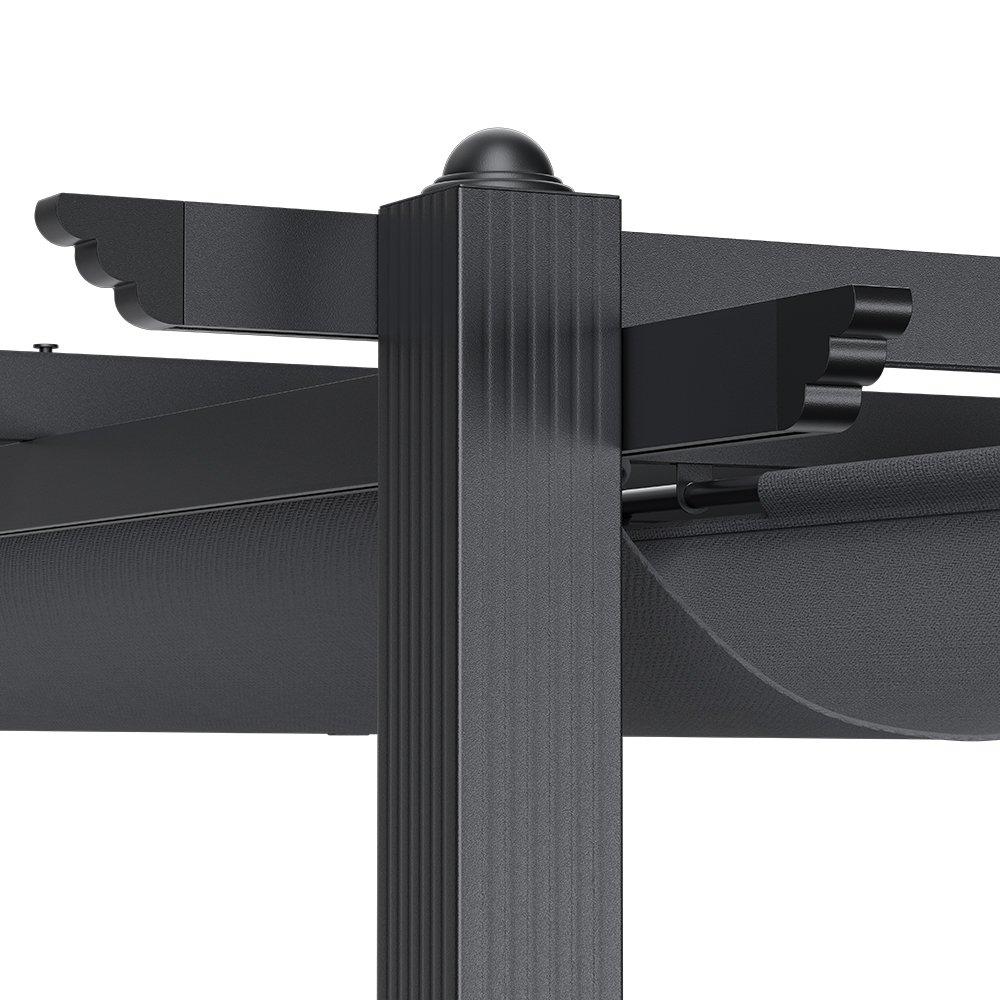 Grey - Breeins - Aluminum Patio Pergola with Canopy Grey - 7