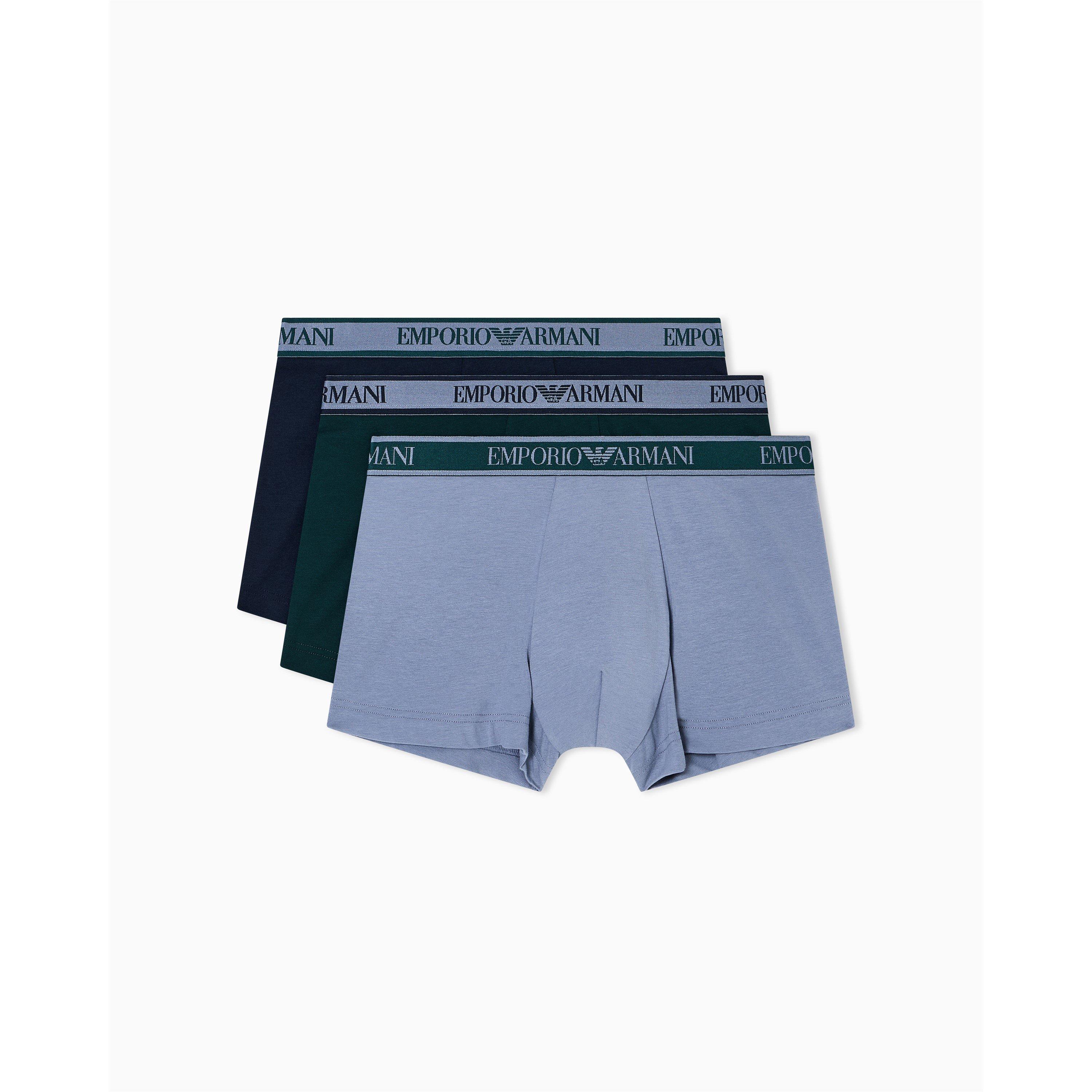 Emporio Armani Core 3 Pack Boxer Shorts - Blu/Gry/Grn - Small