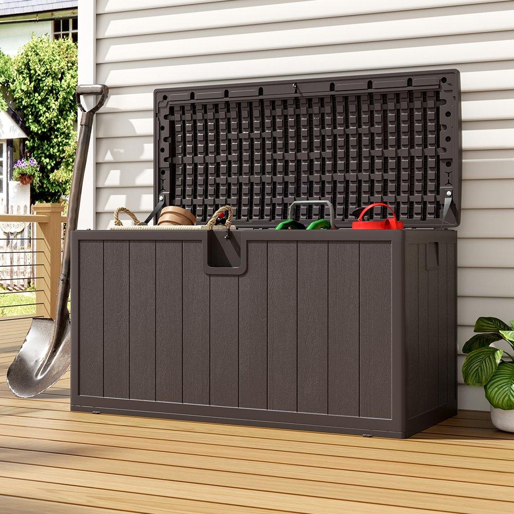 Brown - Breeins - 105-Gallon Outdoor Deck Box Brown - 2