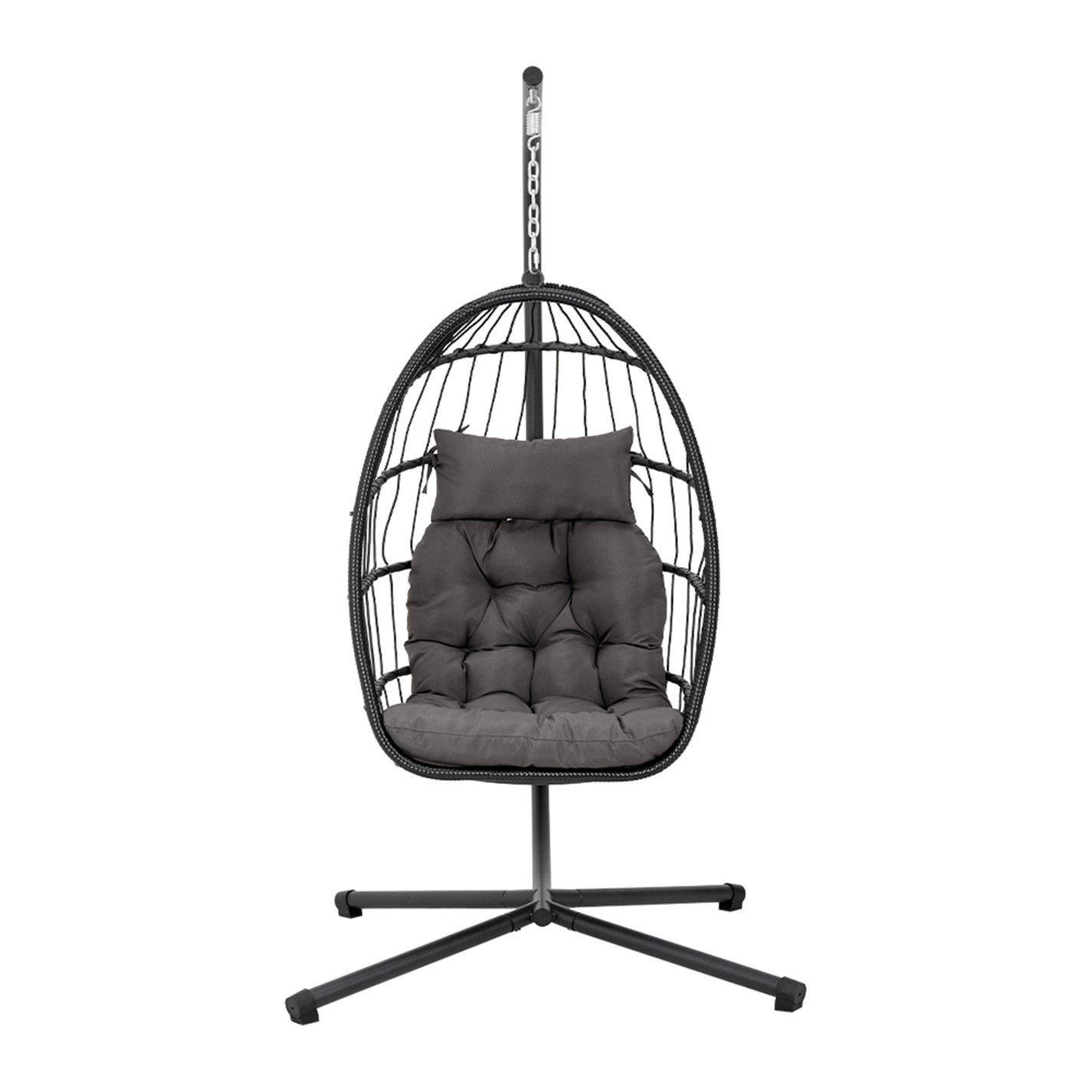 Black - Breeins - Egg Chair with Stand and Cushion - 3