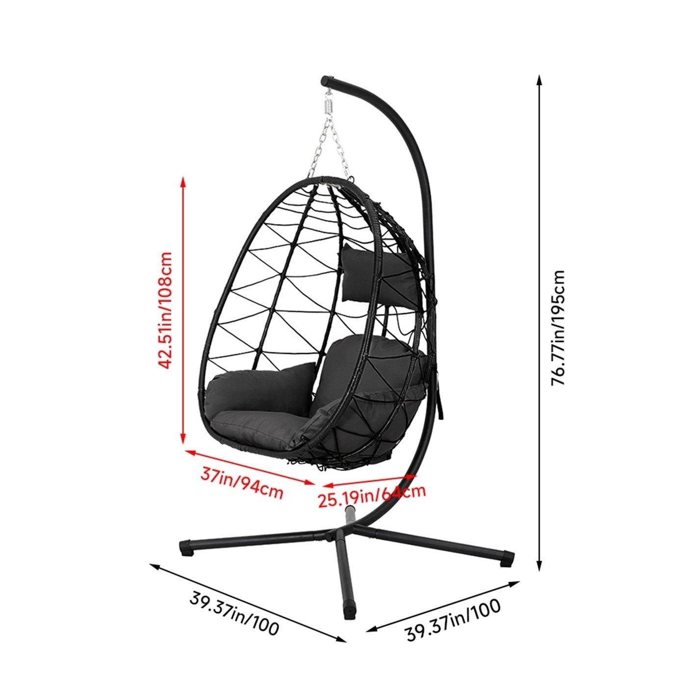 Black - Breeins - Egg Chair with Stand and Cushion - 9