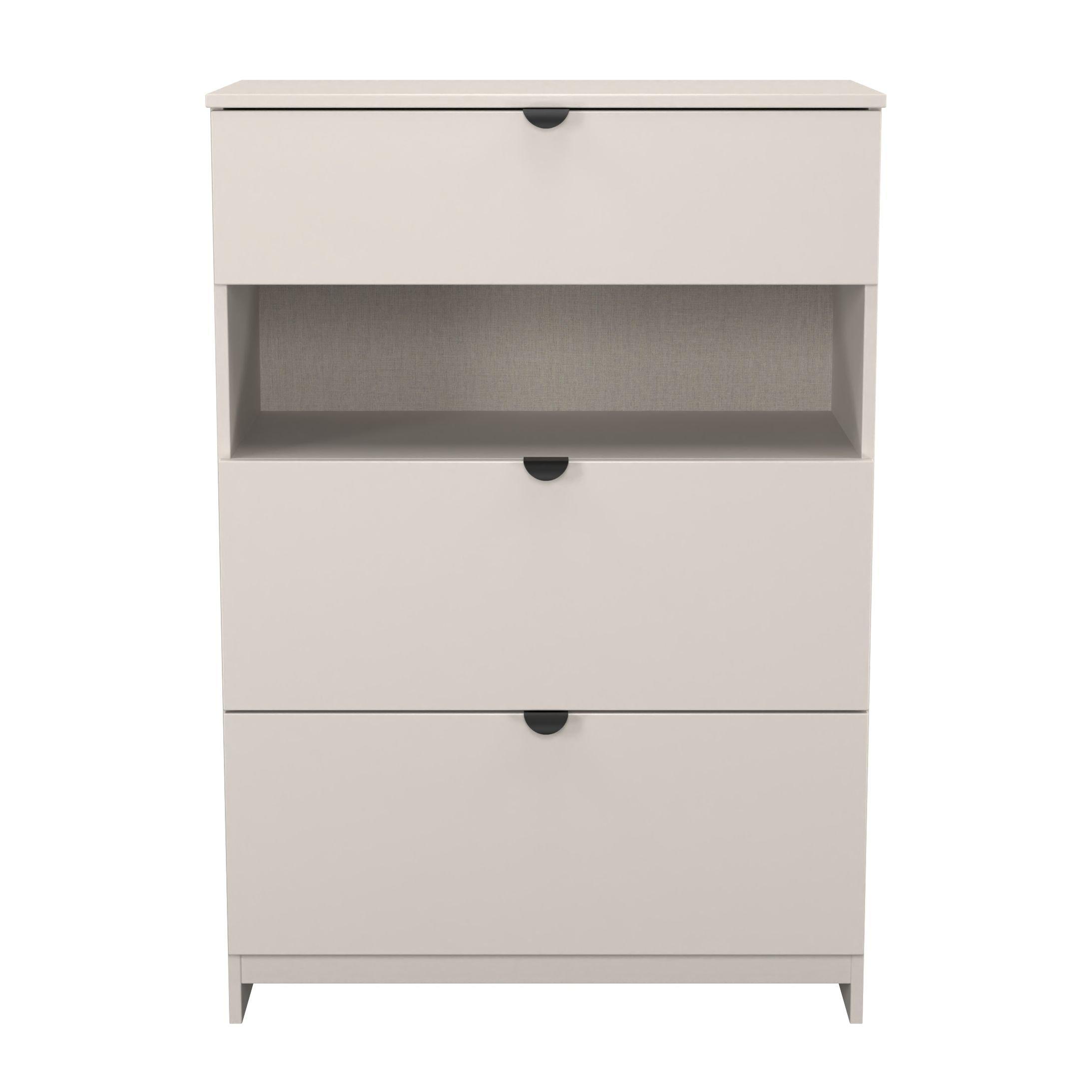 Welcome Furniture  Solomon 3 Drawer Open Shelf Deep Chest - Kashmir Matt - Regular