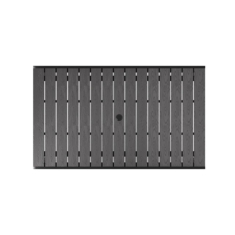 Grey - Breeins - 150cm Woodon Table with Parasol Hole Grey - 4