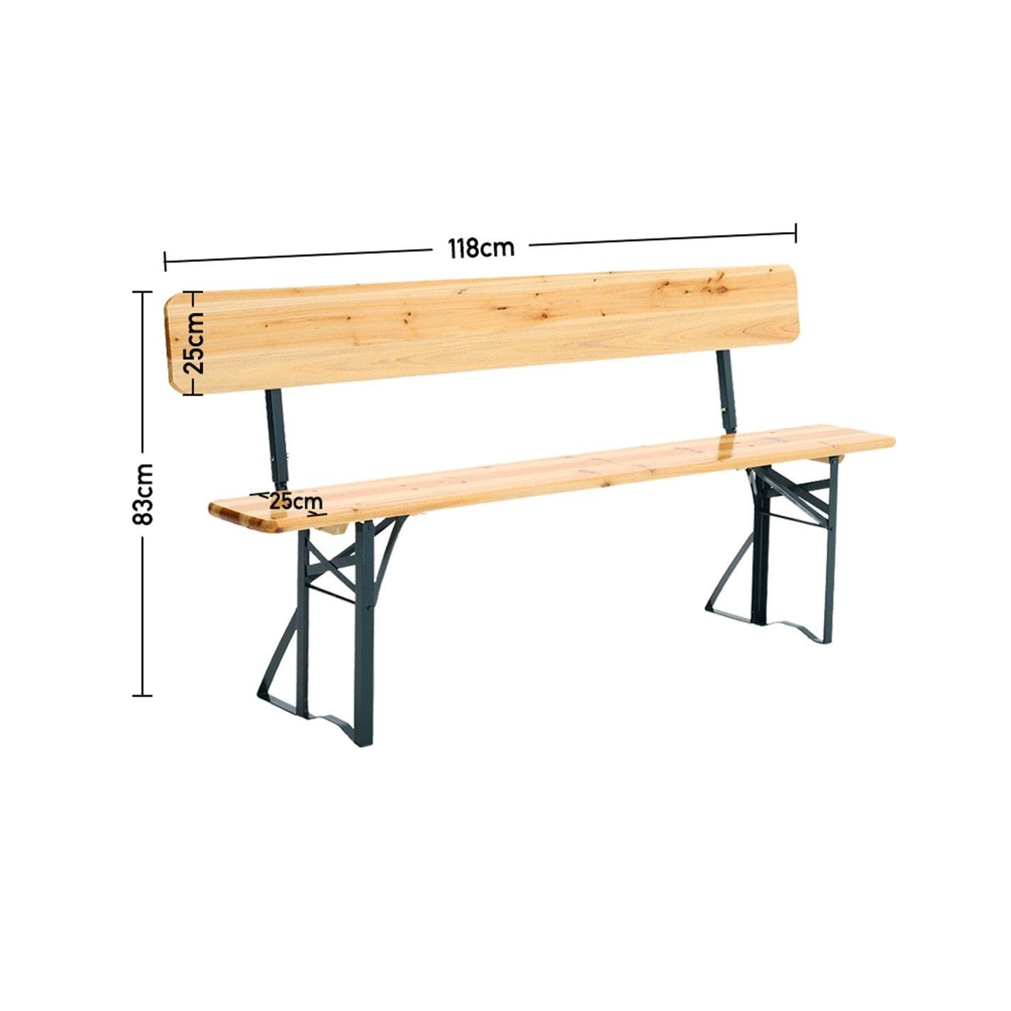 Brown - Breeins Camping - Rustic Wooden Folding Garden Benches Table Set - 4