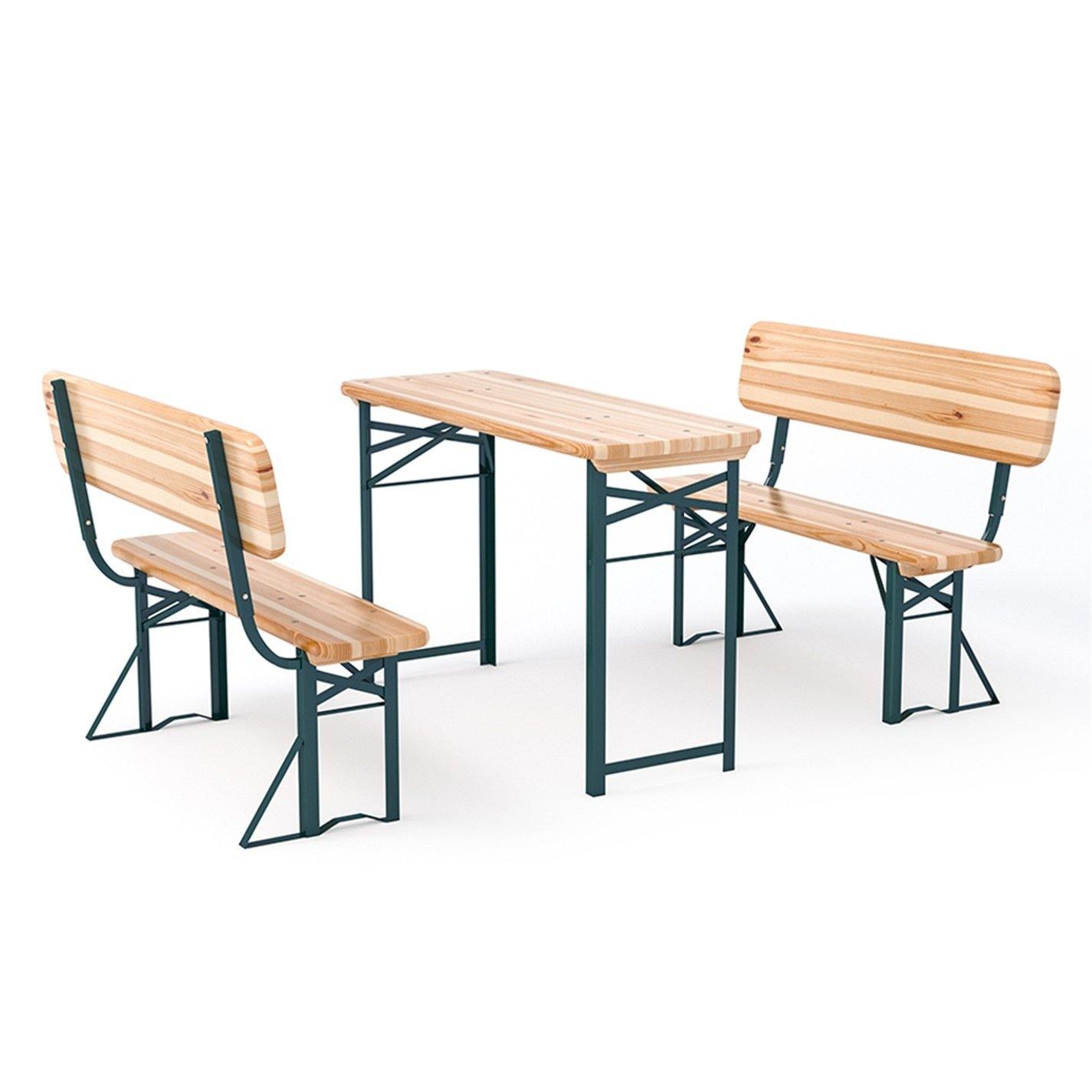 Brown - Breeins Camping - Rustic Wooden Folding Garden Benches Table Set - 7