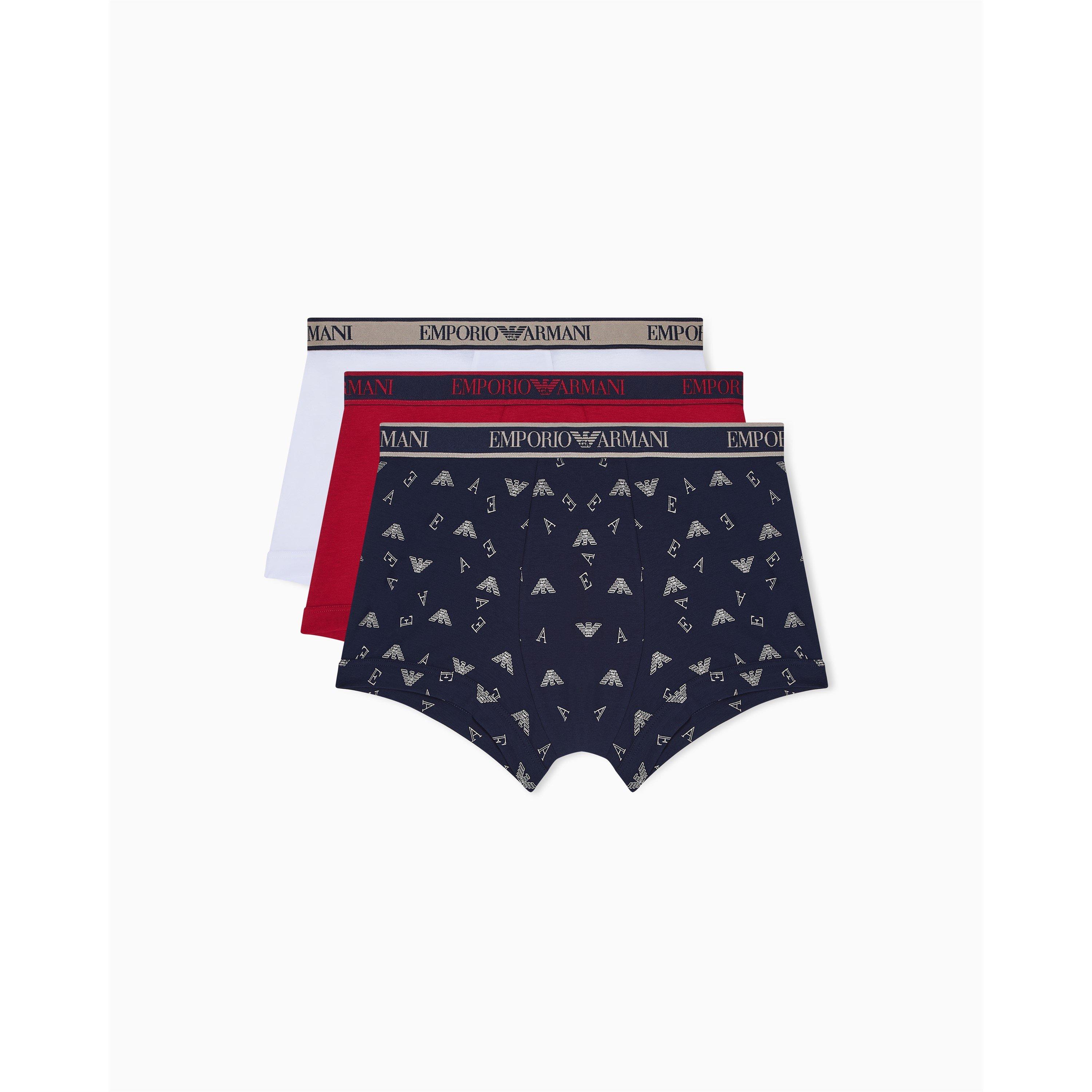 Emporio Armani Mens Core Logo Boxer Brief 3-Pack - Red/Navy/Beige - X Large