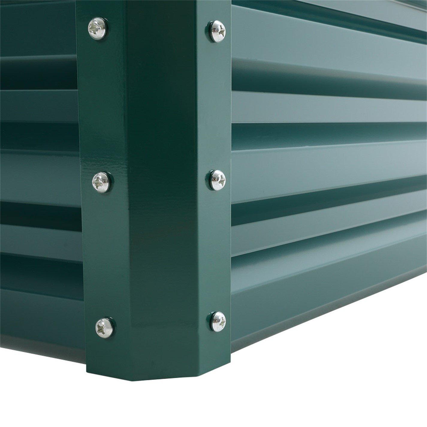 Green - Breeins - Metal Rectangular Raised Garden Bed Green - 8