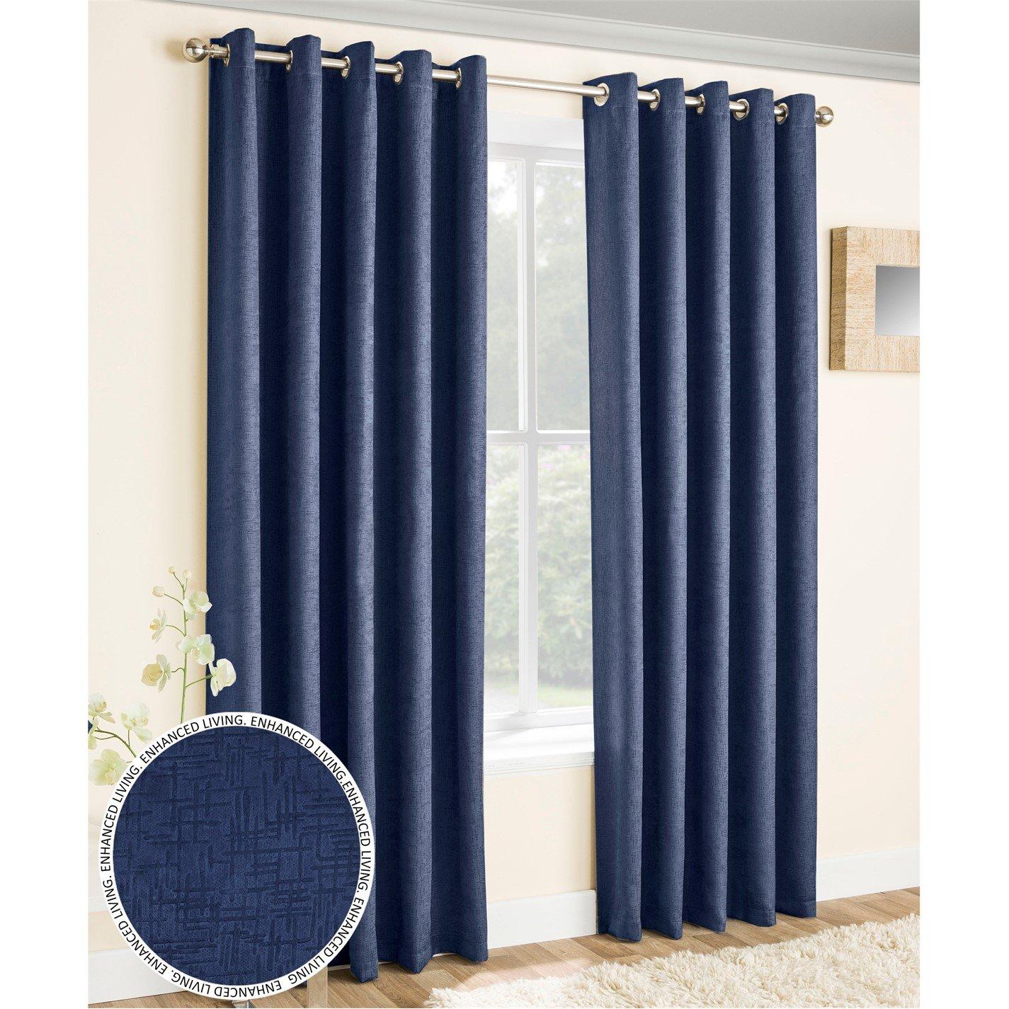 Enhanced Living  Vogue Thermal Room Darkening Curtains Eyelet Navy - 117x229cm