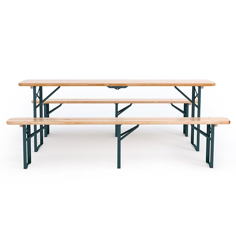 Brown - Breeins Camping - 3-Piece Wooden Foldable Long Table Benches Set - 4