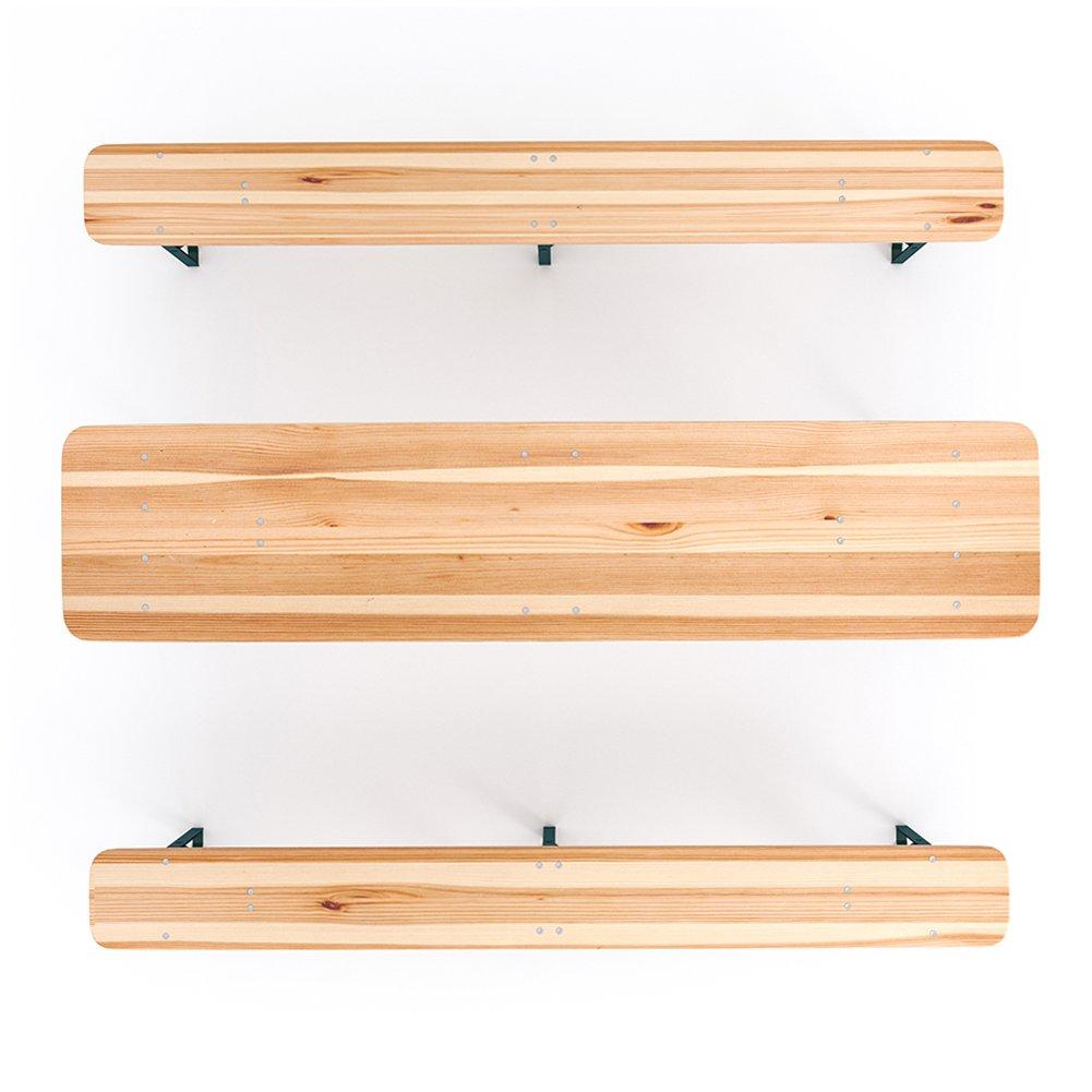 Brown - Breeins Camping - 3-Piece Wooden Foldable Long Table Benches Set - 7