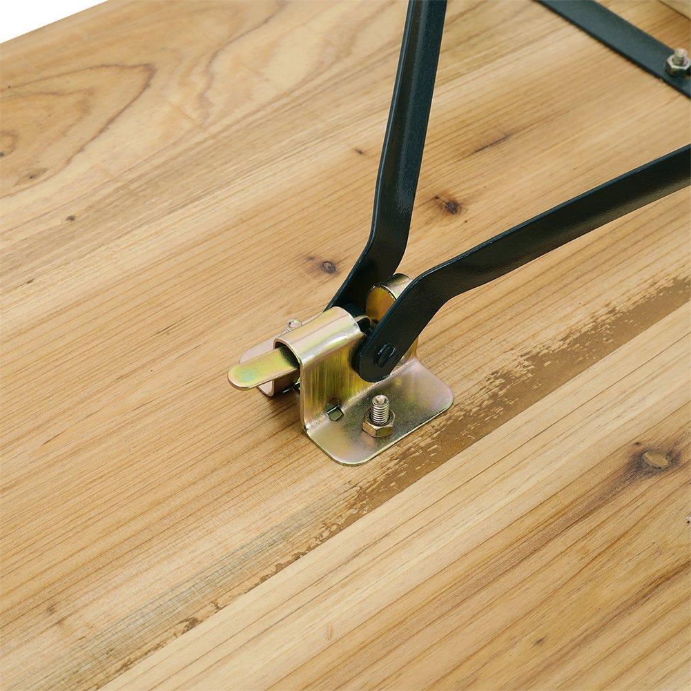 Brown - Breeins Camping - 3-Piece Wooden Foldable Long Table Benches Set - 10