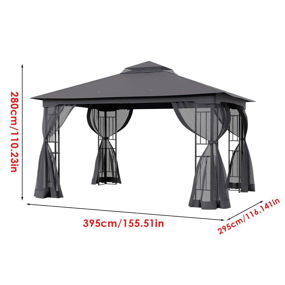 Grey - Breeins - 4 x 3m Outdoor Garden Gazebo Shade Canopy - 3