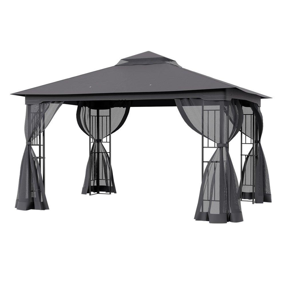 Grey - Breeins - 4 x 3m Outdoor Garden Gazebo Shade Canopy - 4