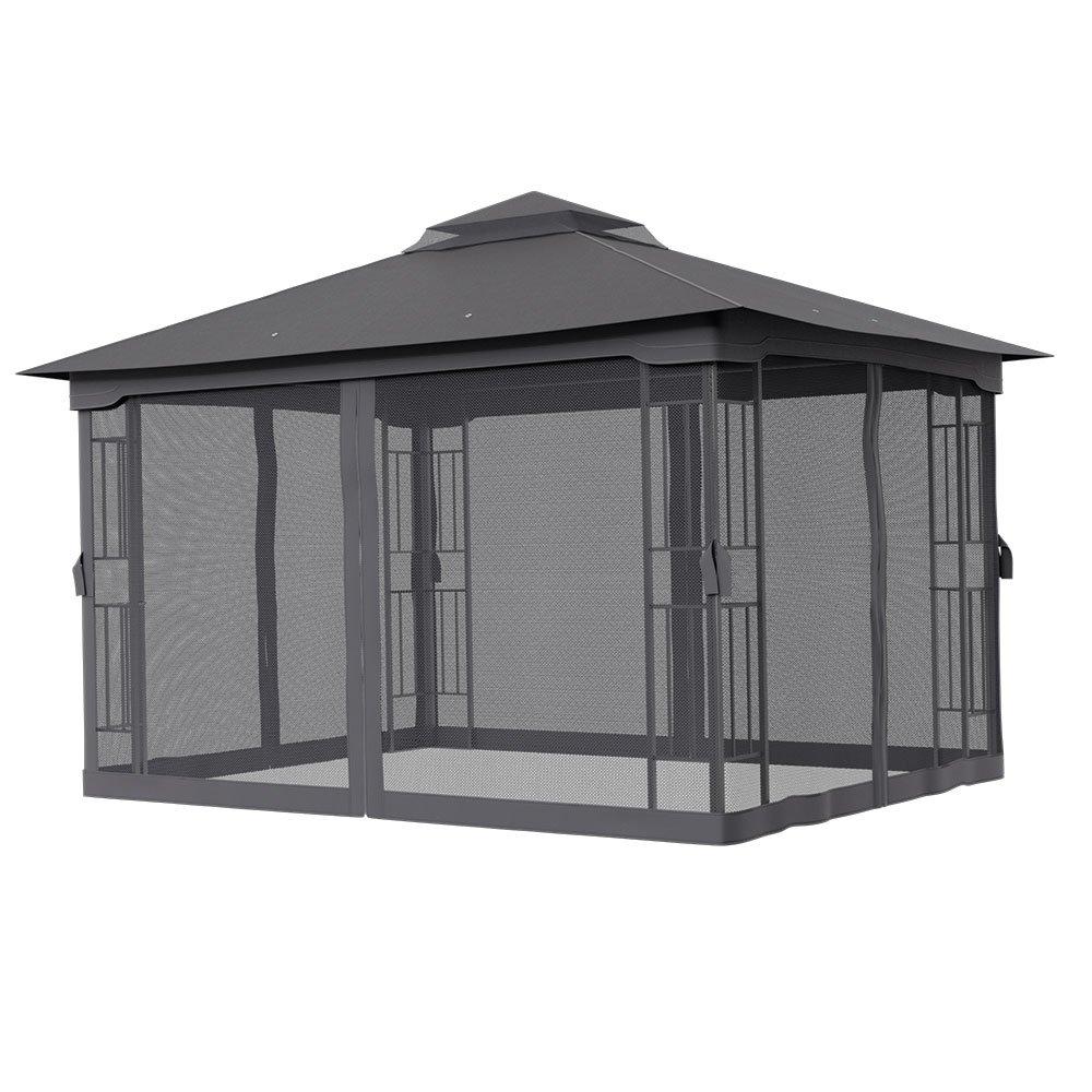 Grey - Breeins - 4 x 3m Outdoor Garden Gazebo Shade Canopy - 7