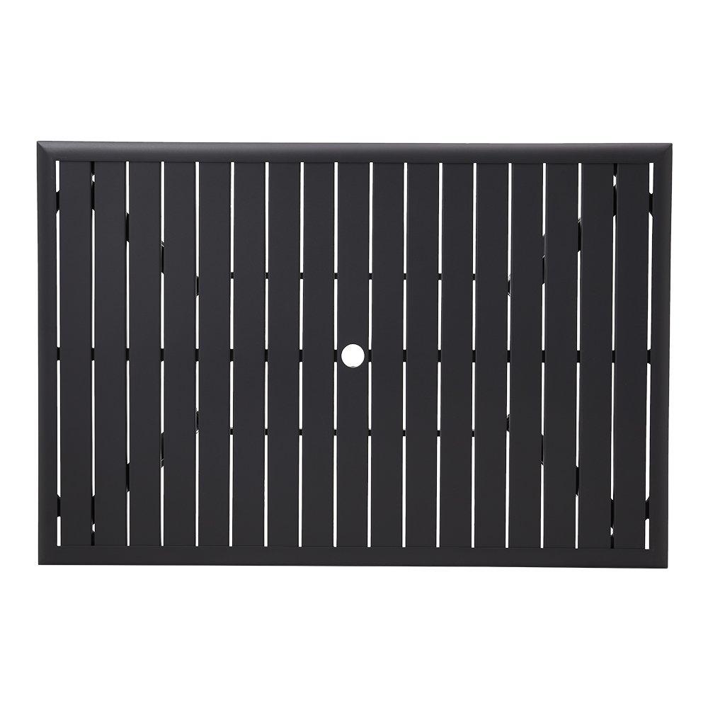 Black - Breeins - 120cm Rectangle Metal Slatted Garden Table Black - 5