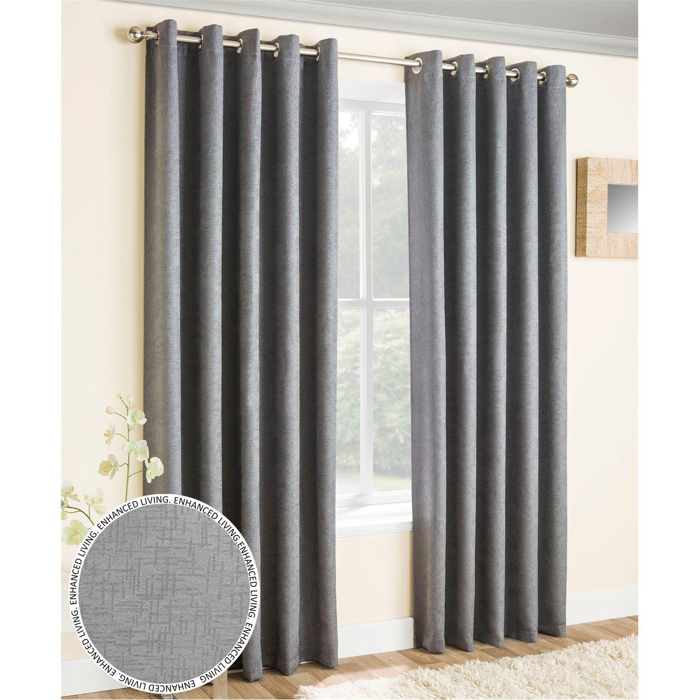 Enhanced Living  Vogue Thermal Room Darkening Curtains Eyelet Grey - 229x229cm