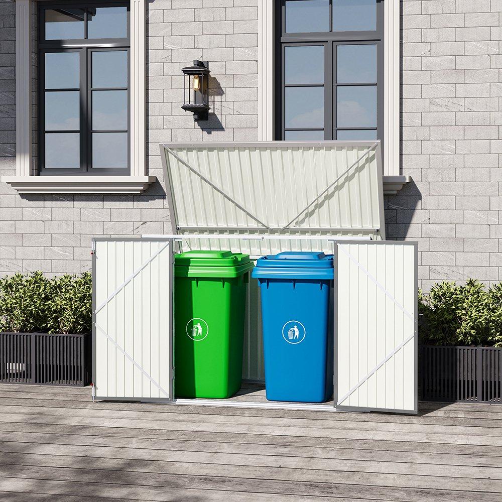 Grey - Breeins - Steel Trash Can Bike Storage Shed Grey - 2