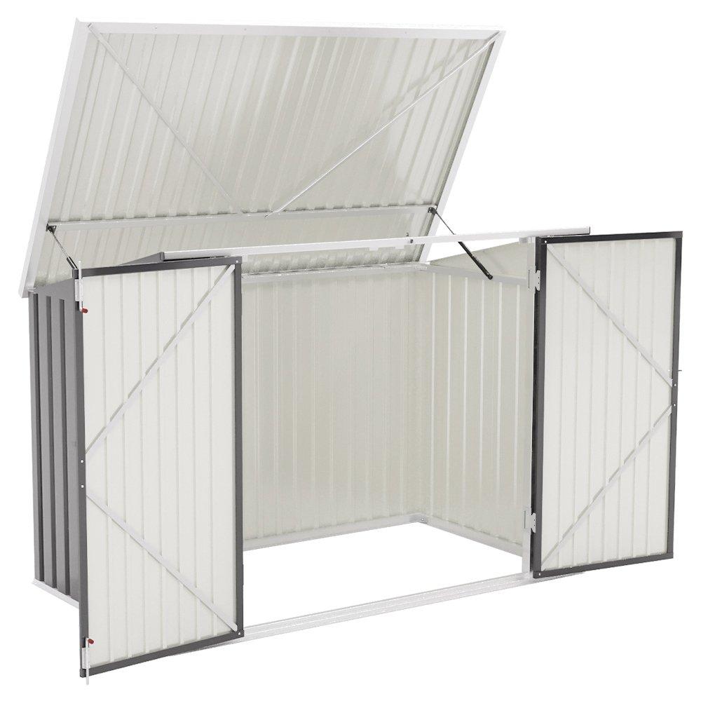 Grey - Breeins - Steel Trash Can Bike Storage Shed Grey - 6