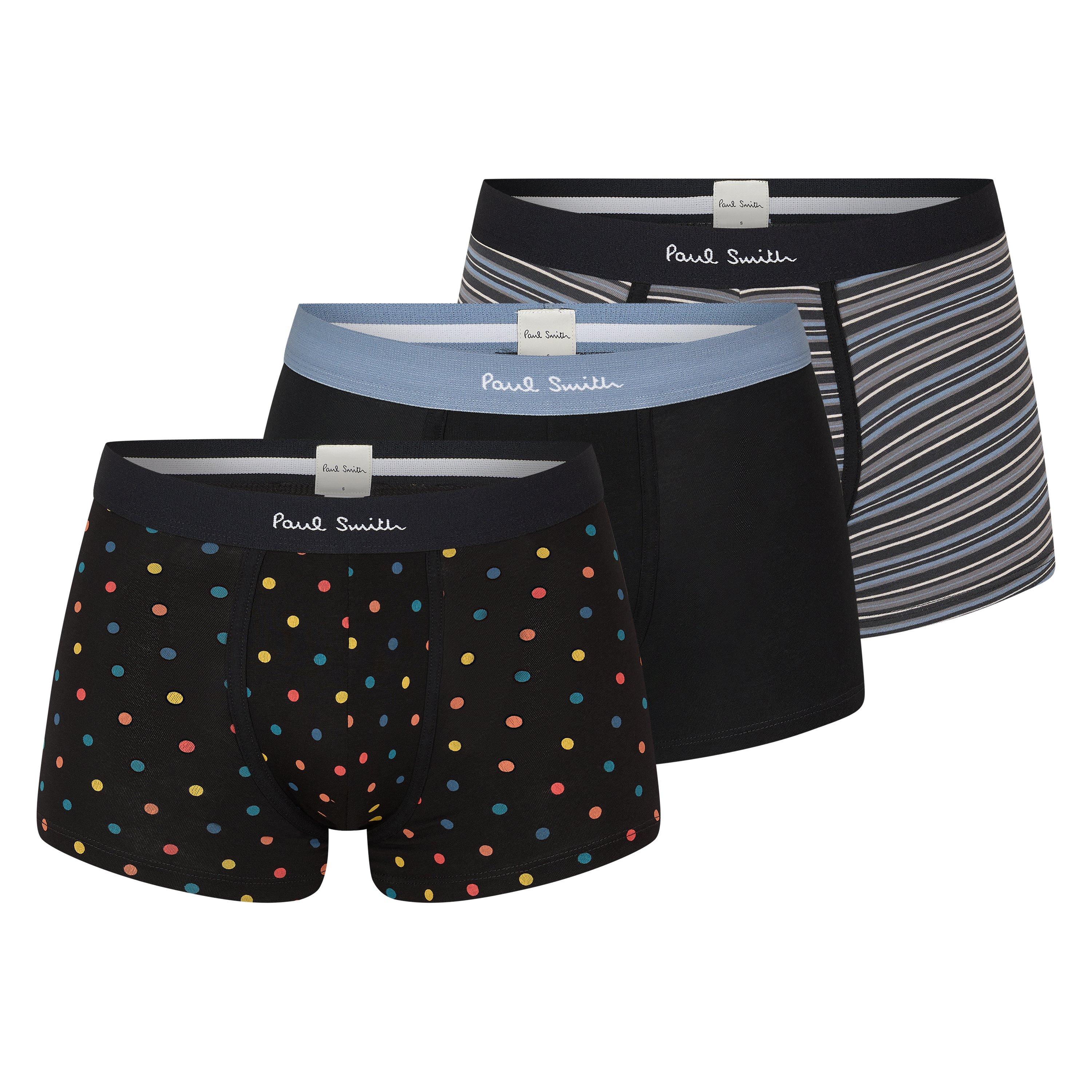 Paul Smith Men's 3-Pack Boxer Briefs - Blk/Spot/Stripe - Small