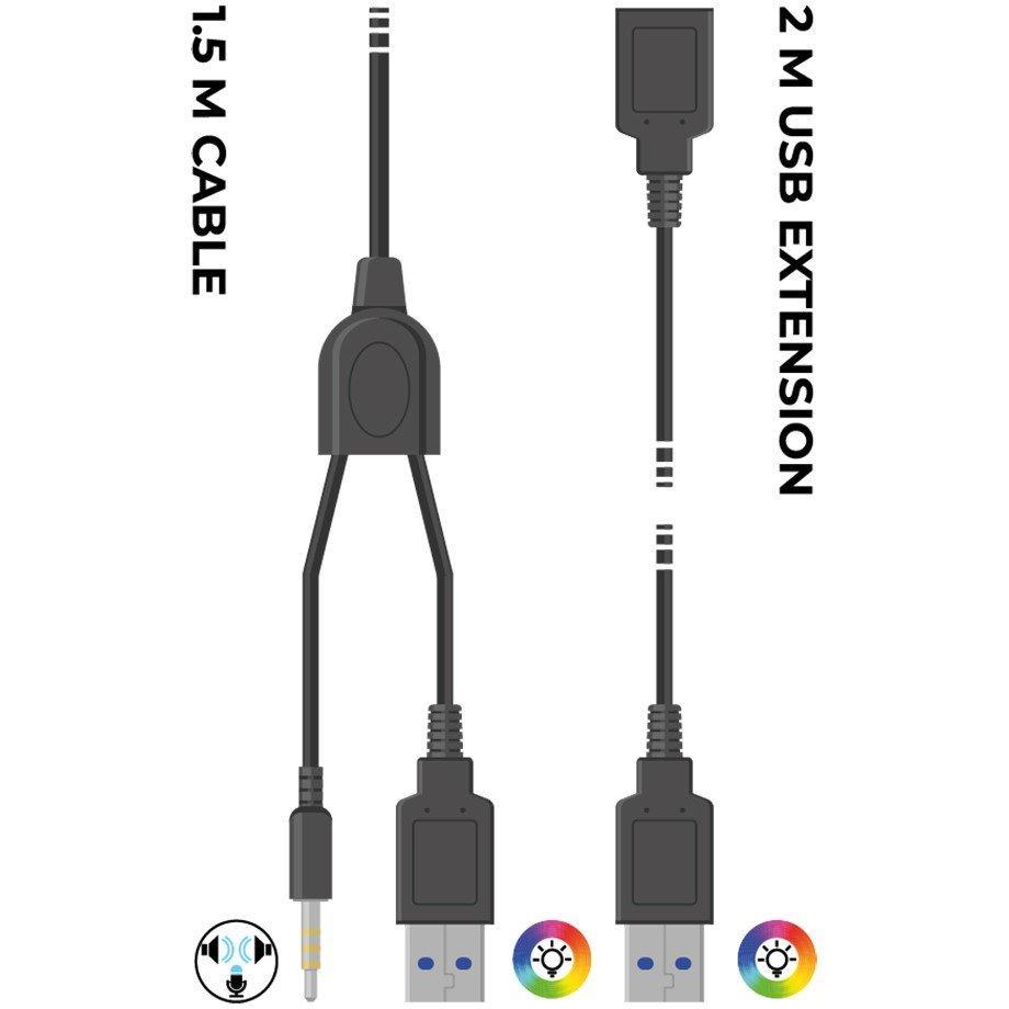 Black - Subsonic - Spectra LED Gaming Headset For PS5 Xbox PC Switch - 7