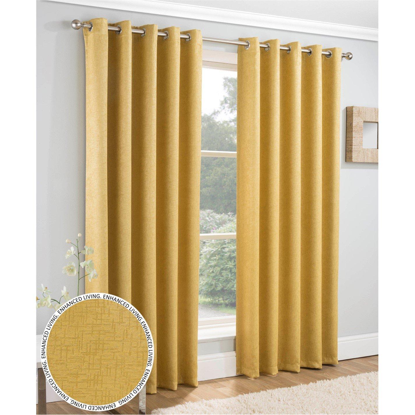 Enhanced Living  Vogue Thermal Room Darkening Curtains Eyelet Ochre - 117x229cm