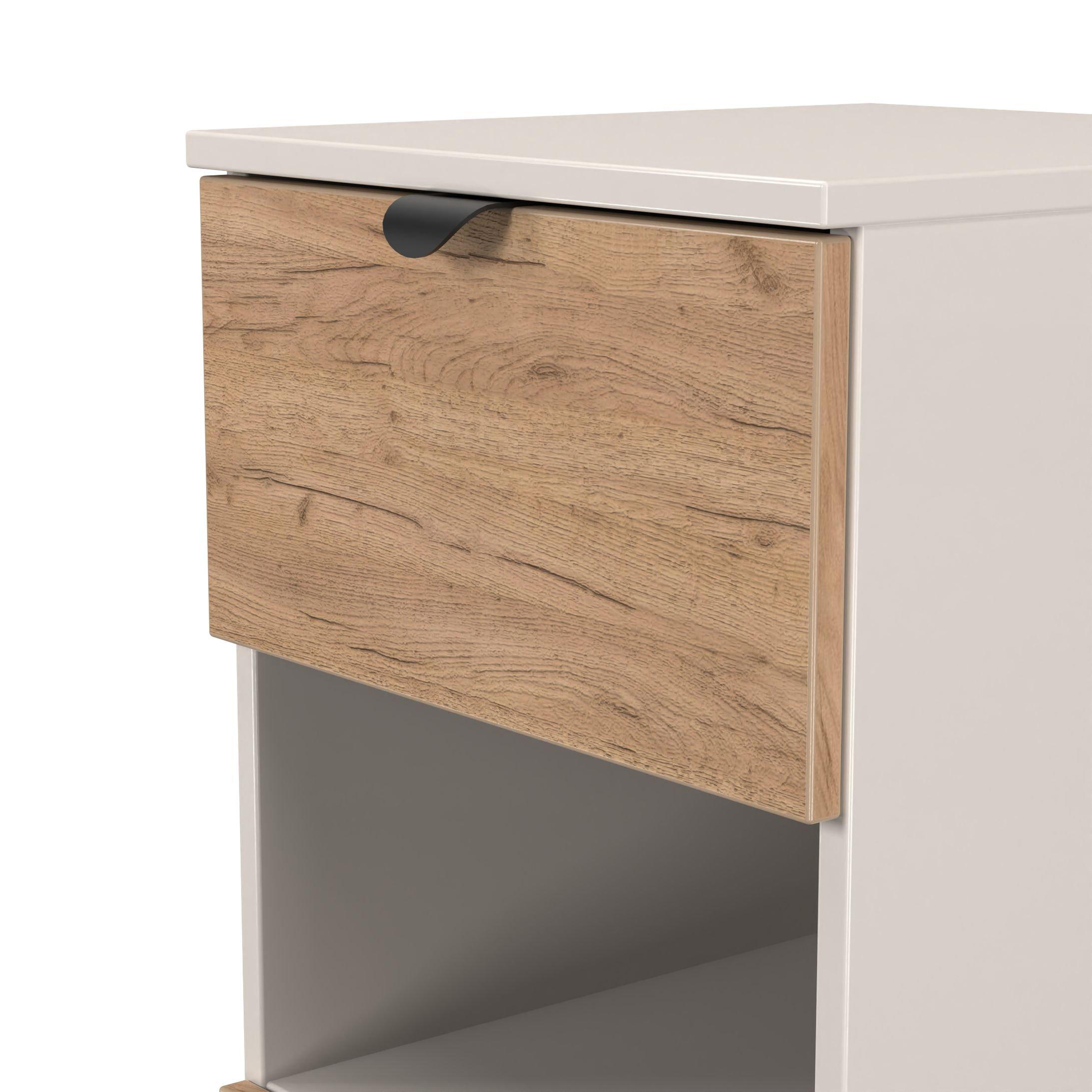 Craft Oak & Kas - Welcome Furniture - Solomon 2 Drawer Open Shelf Bedside Cabinet - 4