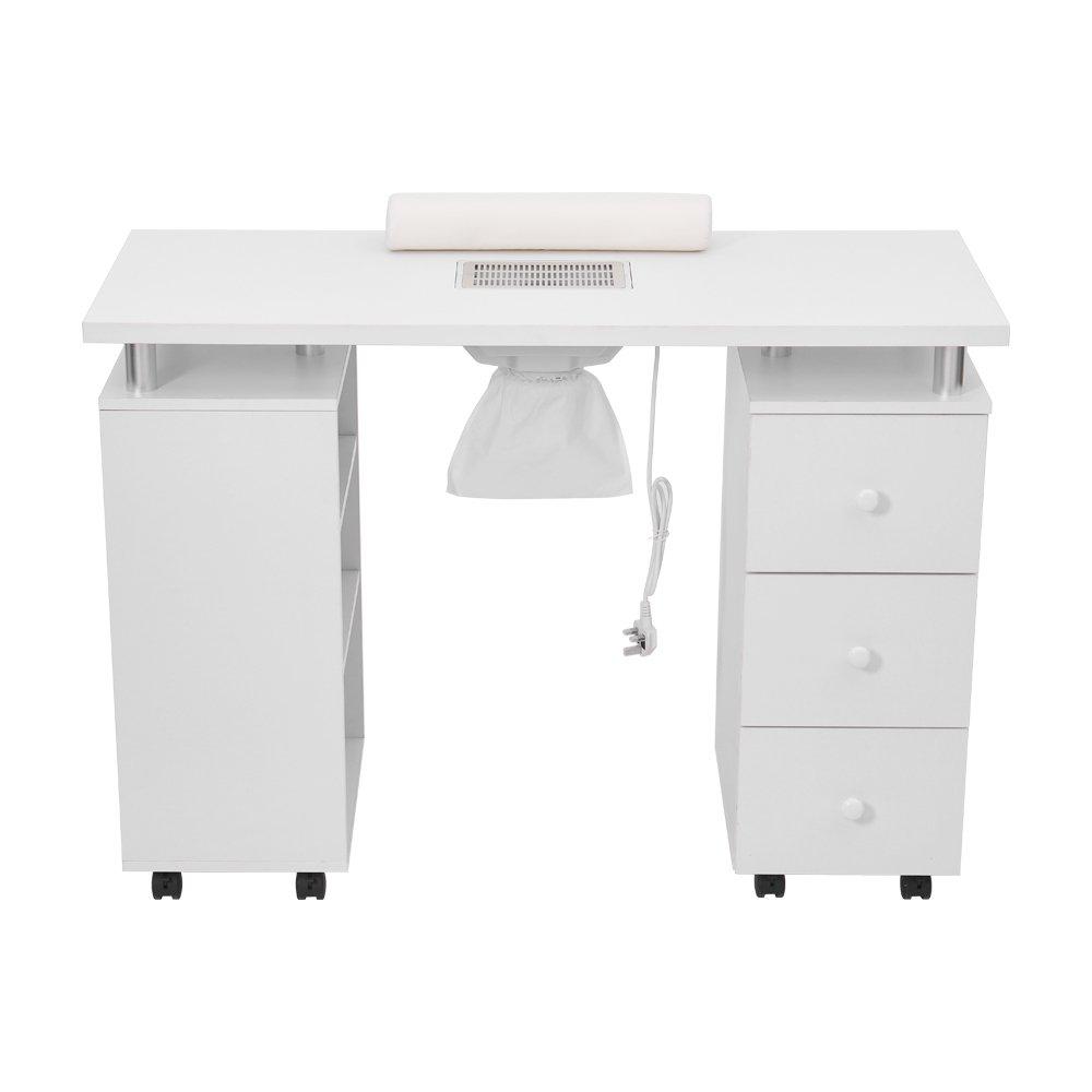 White - SHEONLY - Nail Table with Dust Collector and Wrist Cushion - 3