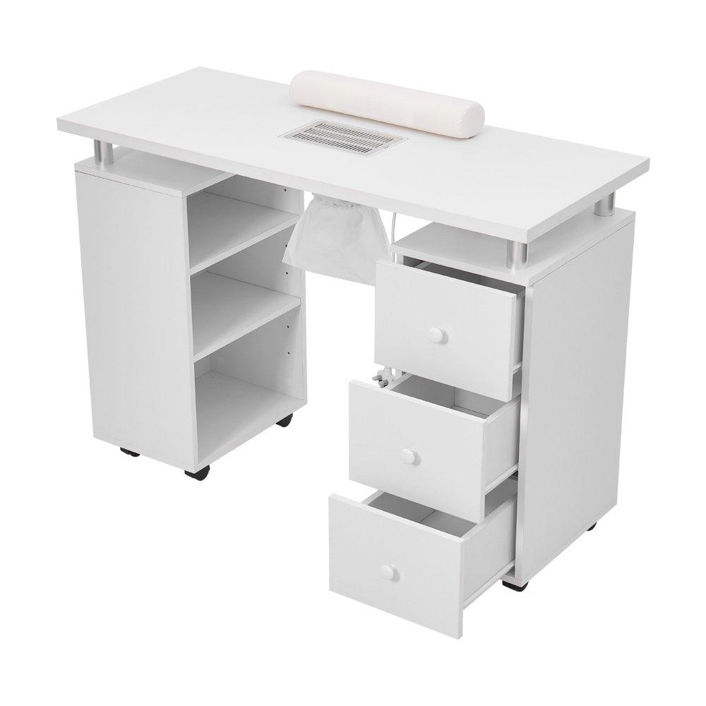 White - SHEONLY - Nail Table with Dust Collector and Wrist Cushion - 4