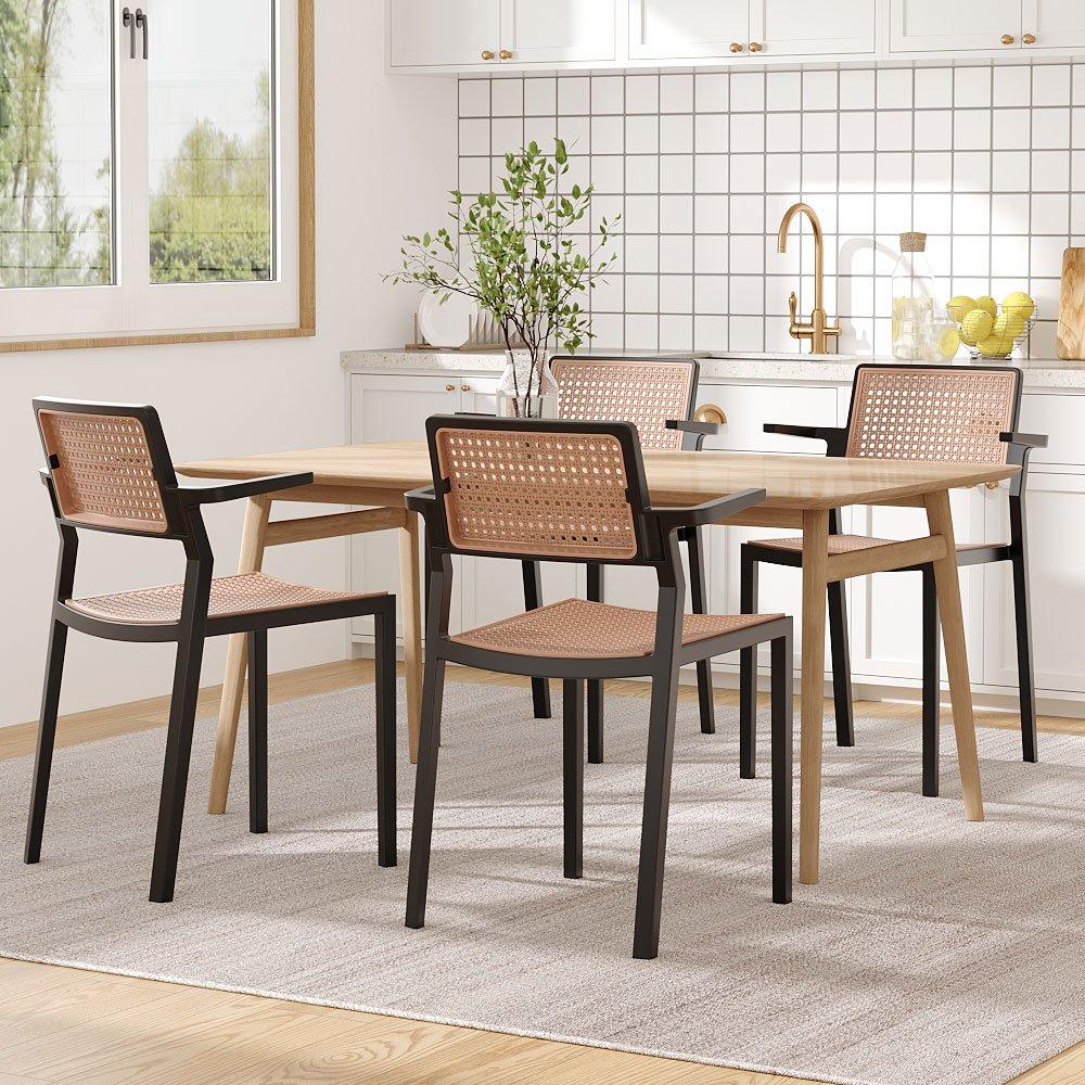 Black - Kabinet UK - 4 Set Pseudo-rattan PP Dining Chair - 1