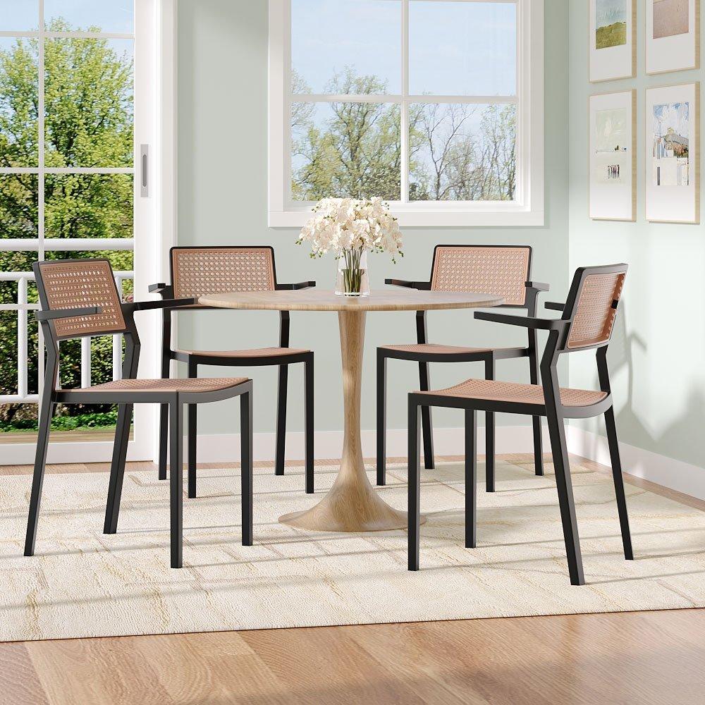 Black - Kabinet UK - 4 Set Pseudo-rattan PP Dining Chair - 2