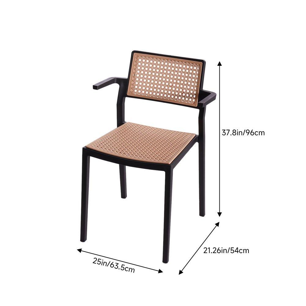 Black - Kabinet UK - 4 Set Pseudo-rattan PP Dining Chair - 9