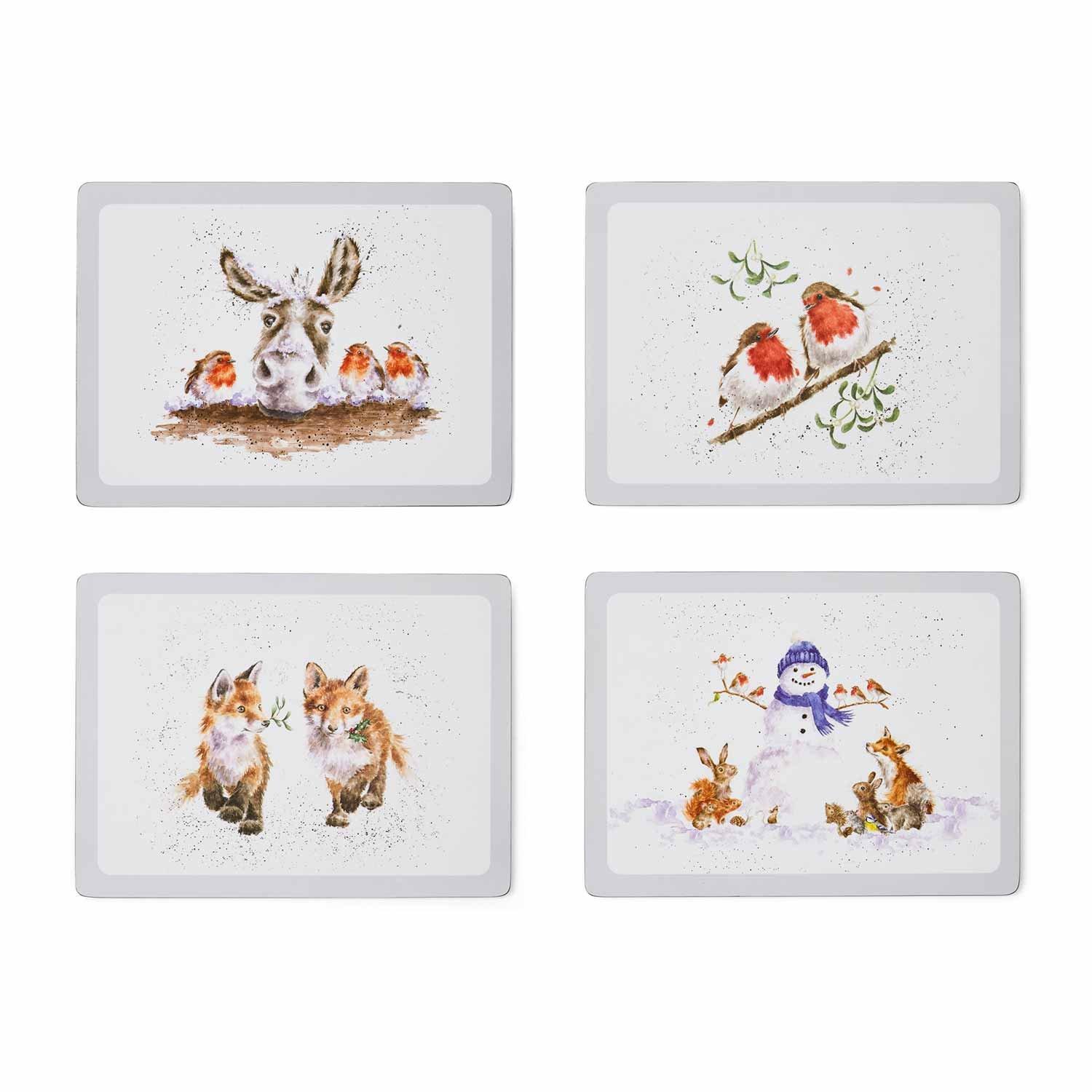 Royal Worcester Wrendale  Wrendale Designs Set Of 4 Christmas Placemats - Neutral