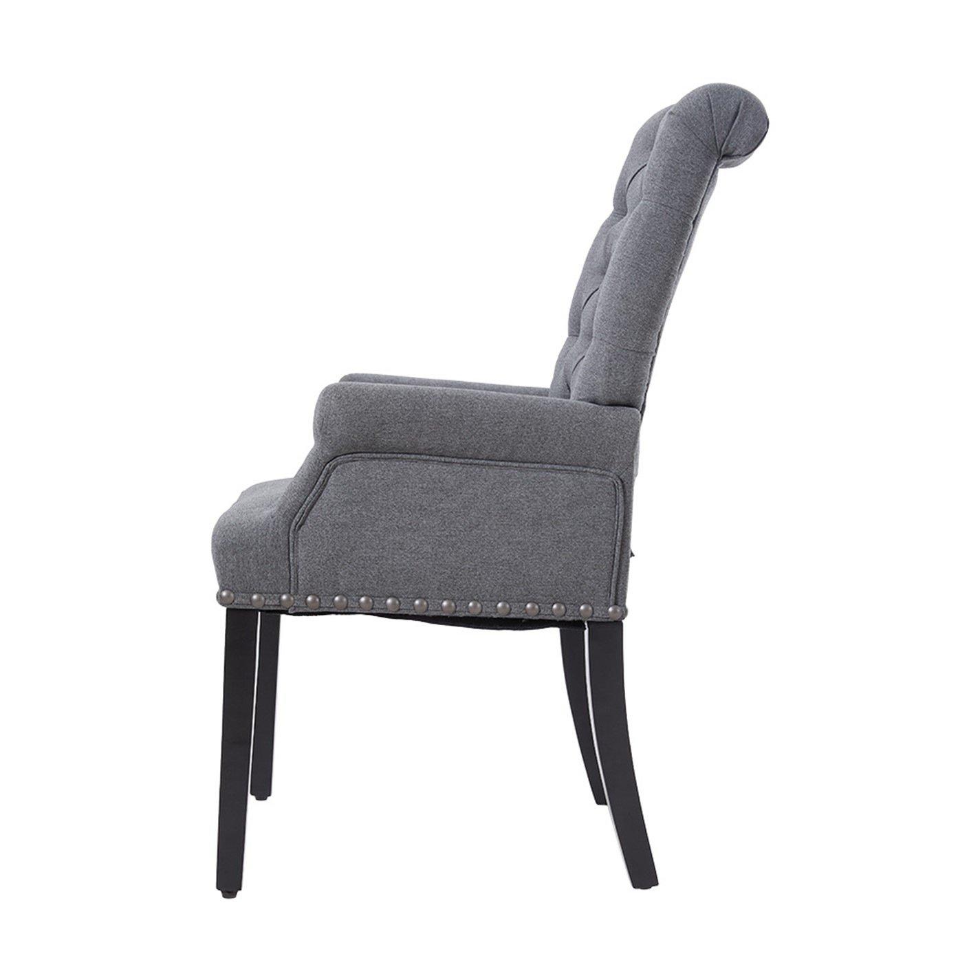 Grey - Kabinet UK - Linen Buttoned Upholstered Dining Chair - 2