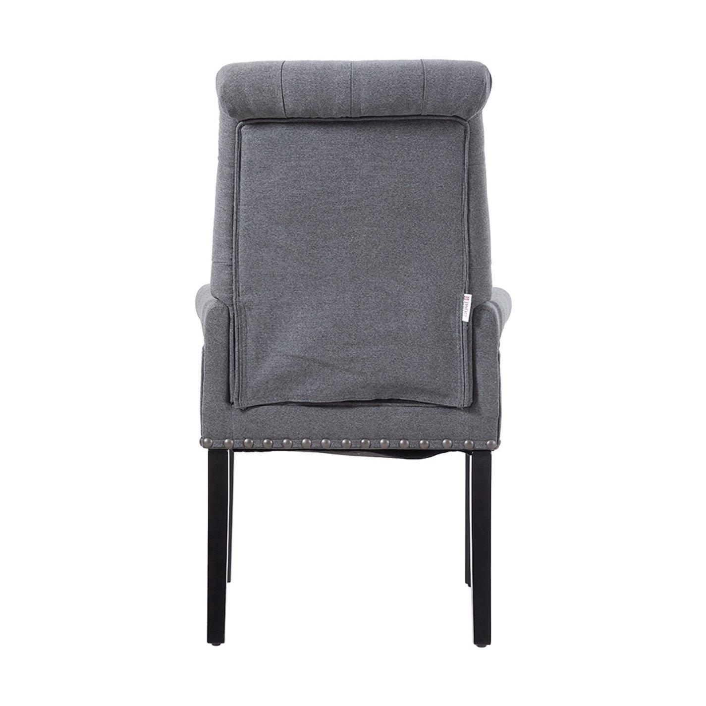 Grey - Kabinet UK - Linen Buttoned Upholstered Dining Chair - 3