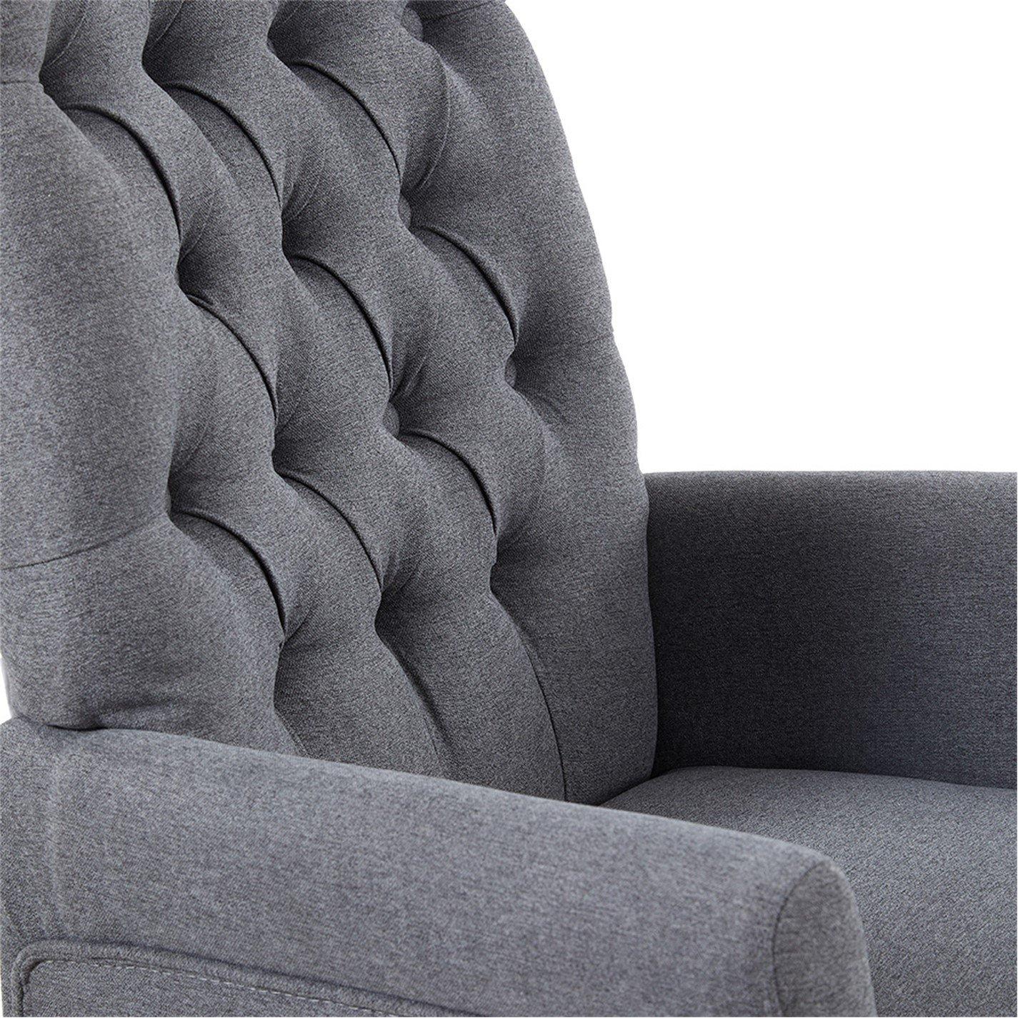 Grey - Kabinet UK - Linen Buttoned Upholstered Dining Chair - 6